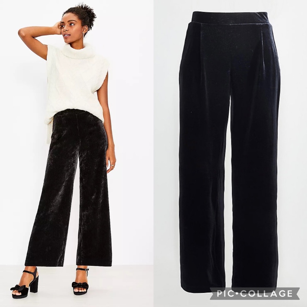 LOFT Velvet Pull On Wide Leg Pants